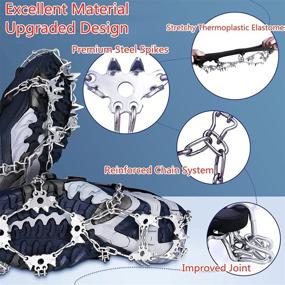 img 3 attached to ❄️ Upgraded 28 Stainless Steel Spikes Ice Cleats Traction Snow Grips - Black, Suitable for Snow Boots and Shoes Women Men Kids, Essential Protection for Hiking Fishing Walking Climbing Mountaineering - Crampons