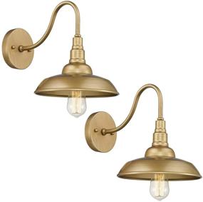 img 4 attached to 🌾 2 Pack of Enlivar Farmhouse Barn Lights, 10 inch Wall Sconces with Gold Finish - 523-2 AG