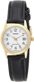 img 4 attached to 🌟 Женские часы Casio с золотым тональным кожаным ремешком, циферблат с легким чтением и датой - LTP-V002GL-7B2