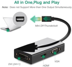 img 3 attached to 🔌 UGREEN 4K Мини-адаптер DisplayPort к HDMI DVI VGA - Трехвходовой конвертер для Mac, 2015 MacBook Pro Air, iMac, Surface Pro3 Pro4, Google Chromebook, PC - Черный