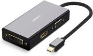 🔌 ugreen 4k мини-адаптер displayport к hdmi dvi vga - трехвходовой конвертер для mac, 2015 macbook pro air, imac, surface pro3 pro4, google chromebook, pc - черный логотип