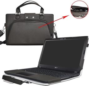 img 3 attached to 👜 Aspire 3 15 Case: Premium PU Leather Cover + Carrying Bag for 15.6" Acer Aspire 3 A315 Series, Black