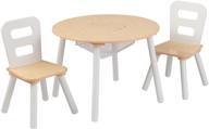 🪑 kidkraft wooden round table & chair set with mesh storage - natural & white, perfect gift for ages 3-6 logo