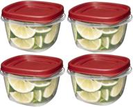 rubbermaid easy find lids square 2-cup food storage container (4-pack), red - convenient kitchen organization and sealed freshness логотип