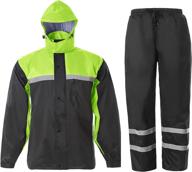 stay safe and visible in any weather with men's high visibility reflective rain suit - perfect for work, sports, farming, fishing, and motorcycle riding logo