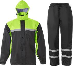 img 4 attached to Stay Safe and Visible in Any Weather with Men's High Visibility Reflective Rain Suit - Perfect for Work, Sports, Farming, Fishing, and Motorcycle Riding