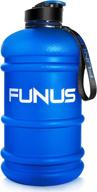 🌊 funus big water bottle bpa free half gallon water jug: wide mouth, reusable, and perfect for fitness, sports, gym, and outdoor climbing - nebulas blue, 2.2l logo