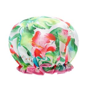 img 1 attached to Kite Kiss Shower Cap: Stylish and Reusable Large Shower Caps for Women with Long Hair - Double Layer Waterproof Hair Bath Cap