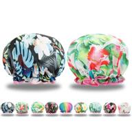 kite kiss shower cap: stylish and reusable large shower caps for women with long hair - double layer waterproof hair bath cap logo