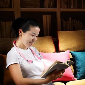 img 3 attached to SingHong LED Neck Book Light - USB Rechargeable, Hands-Free, 4 LED Bulbs, 4 Adjustable Brightness Levels - Ideal for Bedside Reading, Car Reading Lamp (Pink)