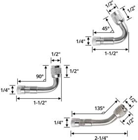 img 1 attached to 🚴 Набор из 6 шт. удлинителей вентилей для шин QWORK для велосипедов, мотоциклов, автомобилей, грузовиков - включает в себя 2 угла 45°, 2 угла 90°, 2 угла 135°.