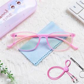 img 4 attached to Kids Pink Clear Blue Light Glasses: TR90 Frame, Ultra-Light, Gaming Glasses for Girls 6-13, Anti Eyestrain UV400 with Case