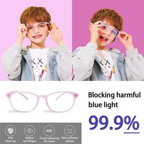img 1 attached to Kids Pink Clear Blue Light Glasses: TR90 Frame, Ultra-Light, Gaming Glasses for Girls 6-13, Anti Eyestrain UV400 with Case