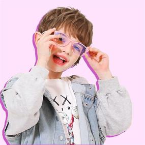 img 3 attached to Kids Pink Clear Blue Light Glasses: TR90 Frame, Ultra-Light, Gaming Glasses for Girls 6-13, Anti Eyestrain UV400 with Case