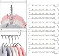 👕 12 pack of sturdy metal magic clothing hangers - space saving wardrobe closet organizer with cascading hanger design логотип