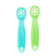 🥄 choomee flexidip baby starter spoon - platinum silicone utensil, teething-friendly learning utensil - 2 ct, aqua green logo