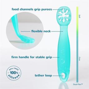 img 2 attached to 🥄 ChooMee FlexiDip Baby Starter Spoon - Platinum Silicone Utensil, Teething-Friendly Learning Utensil - 2 CT, Aqua Green