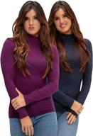 stylish & comfortable: devops womens 2-pack long sleeve mock turtleneck stretch fitted shirts логотип