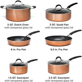 img 2 attached to 🍳 Ecolution Impressions Hammered Copper Cookware Set, Premium Non-Stick Pots and Pans, Dishwasher Safe, 10 Piece, Stainless Steel Handles