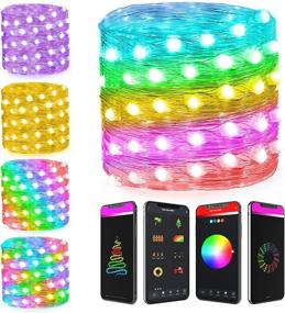 img 4 attached to 🎉 Transform Your Space with Popotan 33Ft LED String Lights: Bluetooth App Control, Warm White ICRGB Color Changing Fairy Light USB Powered Multi Modes Music Sync Mini Twinkle Lights for Christmas Bedroom Party Wedding Decor