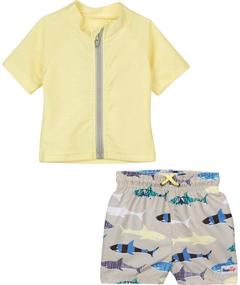 img 2 attached to 🏊 SwimZip Boy's Short Sleeve Rash Guard Swimsuit Set - High UPF 50+ Sun Protection