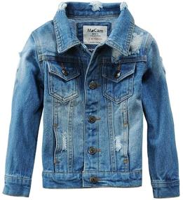 img 4 attached to SITENG Boys Kids Denim Jacket with Ripped Design and 100% Cotton Outwear for Fall Season