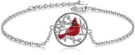 🦜 sterling silver cardinal bracelets - red bird memorial gifts for women and girls, loved ones - cardinal jewelry logo