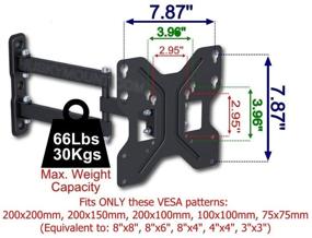img 2 attached to 📺 Husky Mount Full Motion TV Wall Mount Bracket: Heavy Duty Articulating Tilt & Swivel for 32" Flat Screens and LED LCD with Max VESA 200X200.8 x8,8x6,8x4 or 4x4. Corner Friendly - Max 66Lbs.