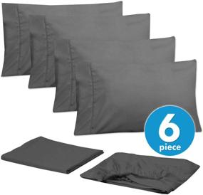 img 2 attached to 🛏️ Premium Quality Bed Sheet Set - Sweet Home Collection 6 Piece 1500 Thread Count Fine Microfiber Deep Pocket Set with Additional Pillow Cases - Queen Size - Elegant Gray Shade - Great Value