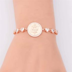 img 2 attached to 💪 LQRI United States Army Gift: US Army Medal Charm Bracelet - Military Jewelry for Army Moms, Wives, and Deployment Gifts for Women and Girls