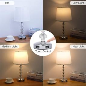 img 3 attached to 🌟 Set of 2 3-Way Dimmable Crystal Table Lamps with USB Port, Seealle 17 Inch Touch Control Lamp, Exquisite Decorative Bedside Lamps for Bedroom, Living Room, Nightstand - Includes Warm White Light Bulb