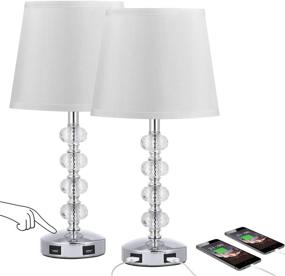 img 4 attached to 🌟 Set of 2 3-Way Dimmable Crystal Table Lamps with USB Port, Seealle 17 Inch Touch Control Lamp, Exquisite Decorative Bedside Lamps for Bedroom, Living Room, Nightstand - Includes Warm White Light Bulb