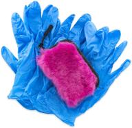 🧤 ultimate protection on the go: 5 pairs of fuzzy pink nitrile gloves in travel case logo