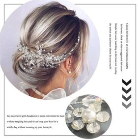 img 1 attached to Catery Silver Crystal Pearl Hair Vine: Gorgeous Bridal Headpiece for Women's Wedding Hairstyles