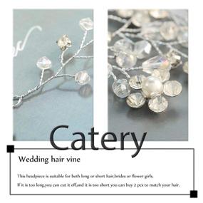 img 2 attached to Catery Silver Crystal Pearl Hair Vine: Gorgeous Bridal Headpiece for Women's Wedding Hairstyles