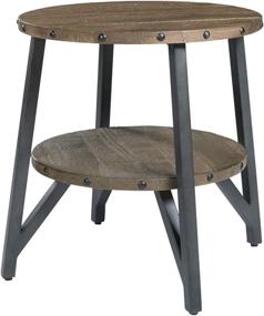 img 4 attached to 🪑 Industrial Dark Brown Round End Table with Fixed Shelf: Signature Design by Ashley Haffenburg, made from Mango Wood