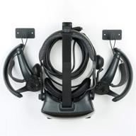 enhanced wall mount stand and organizer for oculus quest 2, oculus rift s, valve index, oculus quest 1 gen, and htc vive pro logo