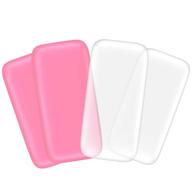 ✨ set of 4 eyelash extension holder pallets with silicone pads for grafting false lashes - ideal tools for fake eyelash glue adhesive, in pink and transparent logo