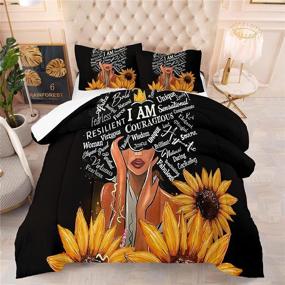 img 1 attached to 🌻 Empowering African American Black Girl Magic Comforter Set: Hip Hop Sunflower Bedding for Girls, Kids, and Women - Twin Size, Quilted Duvet with 1 Comforter & 1 Pillow Sham