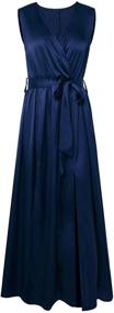 img 2 attached to 👗 Exquisite HOMOPHONY Women's Deep V Neck Sleeveless Satin Maxi Dress – Captivating Style for Homecoming, Beach Party & More!