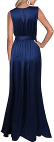 img 3 attached to 👗 Exquisite HOMOPHONY Women's Deep V Neck Sleeveless Satin Maxi Dress – Captivating Style for Homecoming, Beach Party & More!