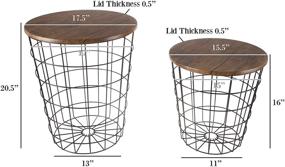 img 2 attached to 🪑 Vintage-Look Wood Veneer and Black Metal Round End Tables with Storage - Set of 2, in Dark Brown by Lavish Home