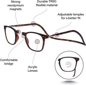 img 2 attached to 👓 CliC Magnetic Reading Glasses, Computer Readers, Replaceable Lens, Adjustable Temples - Manhattan Tortoise with 2.00 Magnification for Enhanced SEO