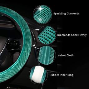 img 3 attached to 💎 Diva En Camino DEC Bling Steering Wheel Cover: 15 Inch Universal Green Diamond Protector for Women Girls – Velvet Cloth & Crystal Rhinestones Integration