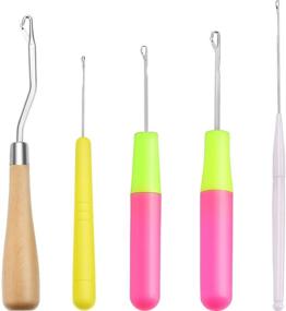 img 4 attached to 🧶 Maxdot Latch Hook Kit Crochet Needle Set: 5 Hair-Saving Hooks for Various Styles