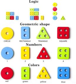 img 1 attached to BettRoom Wooden Educational Toddler Toys for Boys and Girls – Preschool Shape Color Recognition Geometric Board Blocks Stacking Sort – Ages 3, 4-5, and 6 – Kids Children Baby Safe Non-Toxic