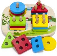 bettroom wooden educational toddler toys for boys and girls – preschool shape color recognition geometric board blocks stacking sort – ages 3, 4-5, and 6 – kids children baby safe non-toxic logo