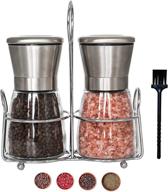 🧂 sunmei stainless steel salt and pepper grinder set, professional chef's pepper mill with sharp blade, adjustable coarseness, refillable salt grinder – includes stand and small brush logo