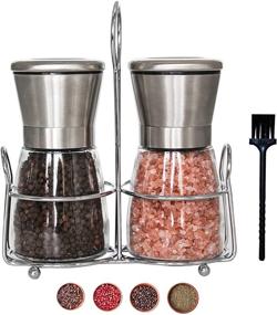 img 4 attached to 🧂 Sunmei Stainless Steel Salt and Pepper Grinder Set, Professional Chef's Pepper Mill with Sharp Blade, Adjustable Coarseness, Refillable Salt Grinder – Includes Stand and Small Brush