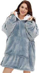 img 4 attached to 🔥 Cozy up with our Original Grey Oversized Wearable Blanket Hoodie – Sherpa Fleece Comfort at Its Best